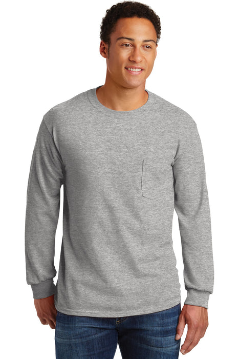 Gildan ® - Ultra Cotton ® 100% US Cotton Long Sleeve T-Shirt with Pocket. 2410